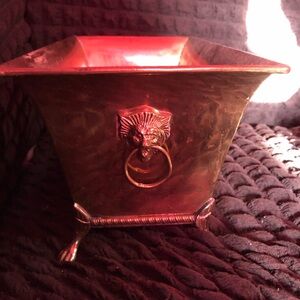 Antique Brass Lion Head Planter